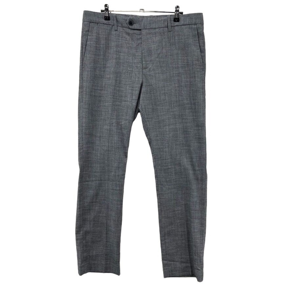 Fairlane Trouser Pants Mens 34x30 Slim Fit Gray Microplaid Polyester Viscose